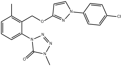 1-[2-({[1-(4-chlorophenyl)-1H-pyrazol-3-yl]oxy}methyl)-3-methylphenyl]-4-methyl-1,4-dihydro-5H-tetrazol-5-one: metyltetraprole, 1472649-01-6, 结构式