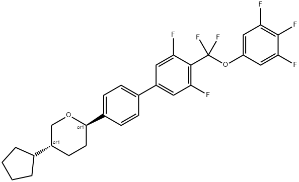 2H-Pyran, 5-cyclopentyl-2-[4'-[difluoro(3,4,5-trifluorophenoxy)methyl]-3',5'-difluoro[1,1'-biphenyl]-4-yl]tetrahydro-, (2R,5R)-rel- Structure