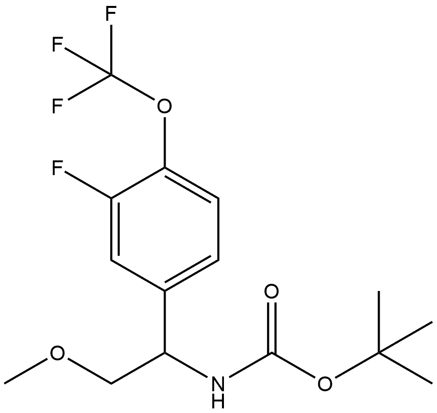 tert-butyl (1-(3-fluoro-4-(trifluoromethoxy)phenyl)-2-methoxyethyl)carbamate 化学構造式