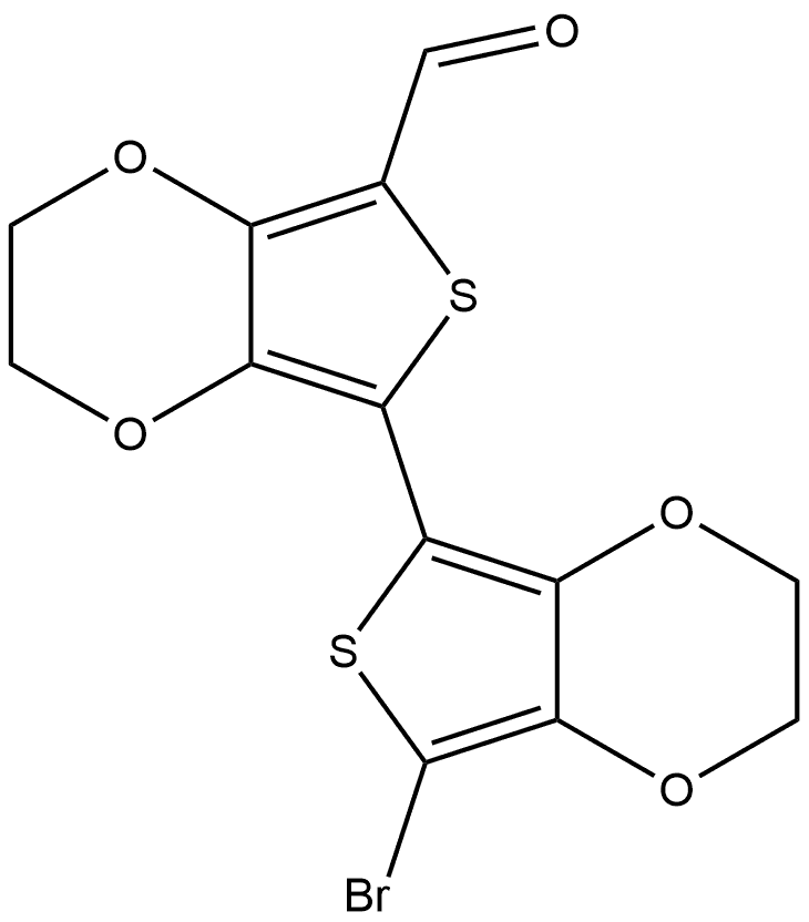 7'-溴-2,2',3,3'-四氢-[5,5'-联噻吩并[3,4-B][1,4]二噁烷]-7-甲醛,1476784-67-4,结构式