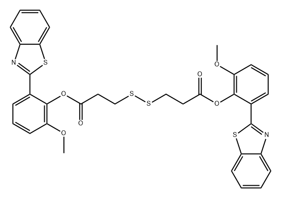 Propanoic acid, 3,3'-dithiobis-, 1,1'-bis[2-(2-benzothiazolyl)-6-methoxyphenyl] ester Structure