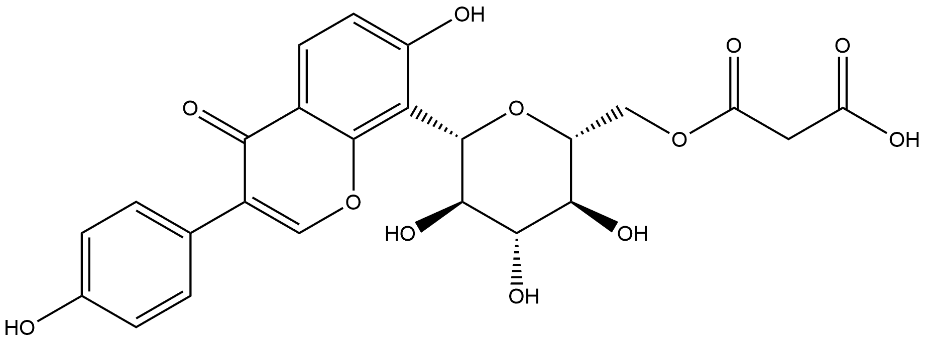 4H-1-Benzopyran-4-one, 8-[6-O-(carboxyacetyl)-β-D-glucopyranosyl]-7-hydroxy-3-(4-hydroxyphenyl)- (9CI) Structure