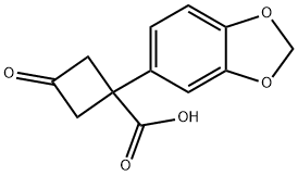 1-(苯并[D][1,3]二氧戊环-5-基)-3-氧代环丁烷-1-羧酸 结构式