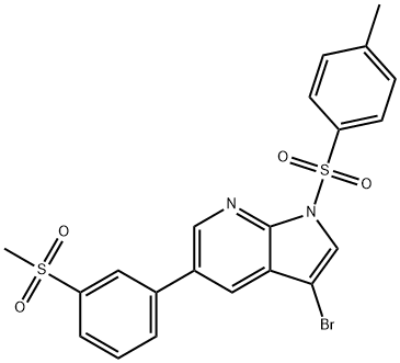 3-Bromo-1-[(4-methylphenyl)sulfonyl]-5-[3-(methylsulfonyl)phenyl]-1H-pyrrolo[2,3-b]pyridine Struktur