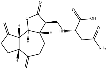 L-Asparagine, N2-[[(3R,3aS,6aR,9aR,9bS)-dodecahydro-6,9-bis(methylene)-2-oxoazuleno[4,5-b]furan-3-yl]methyl]- 化学構造式