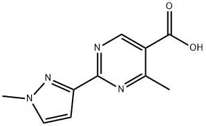 5-Pyrimidinecarboxylic acid, 4-methyl-2-(1-methyl-1H-pyrazol-3-yl)- Structure
