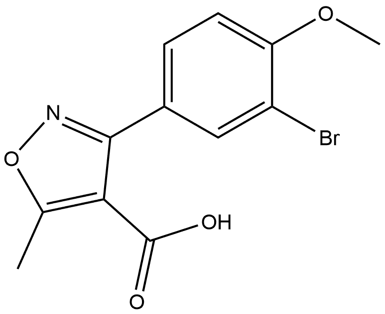 3-(3-溴-4-甲氧基苯基)-5-甲基异噁唑-4-甲酸, 1484023-76-8, 结构式