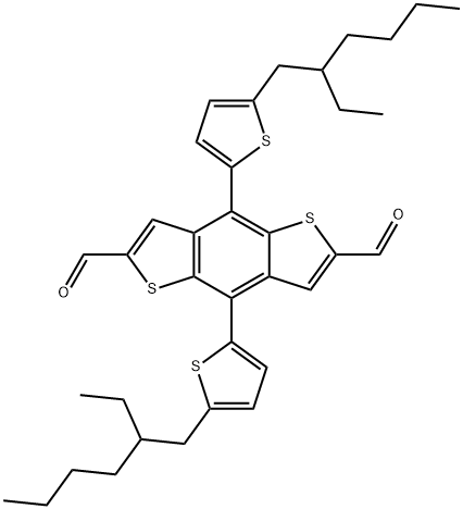 Benzo[1,2-b:4,5-b']dithiophene-2,6-dicarboxaldehyde, 4,8-bis[5-(2-ethylhexyl)-2-thienyl]-,1485173-30-5,结构式