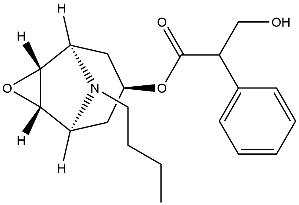 Benzeneacetic acid, α-(hydroxymethyl)-, 9-butyl-3-oxa-9-azatricyclo[3.3.1.02,4]non-7-yl ester, [7(S)-(1α,2β,4β,5α,7β)]- (9CI) 化学構造式