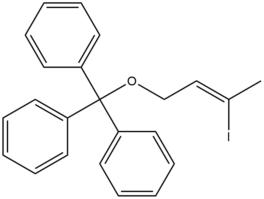 Benzene, 1,1′,1′′-[[(3-iodo-2-butenyl)oxy]methylidyne]tris-, (Z)- Structure