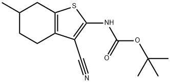 Carbamic acid, N-(3-cyano-4,5,6,7-tetrahydro-6-methylbenzo[b]thien-2-yl)-, 1,1-dimethylethyl ester Structure