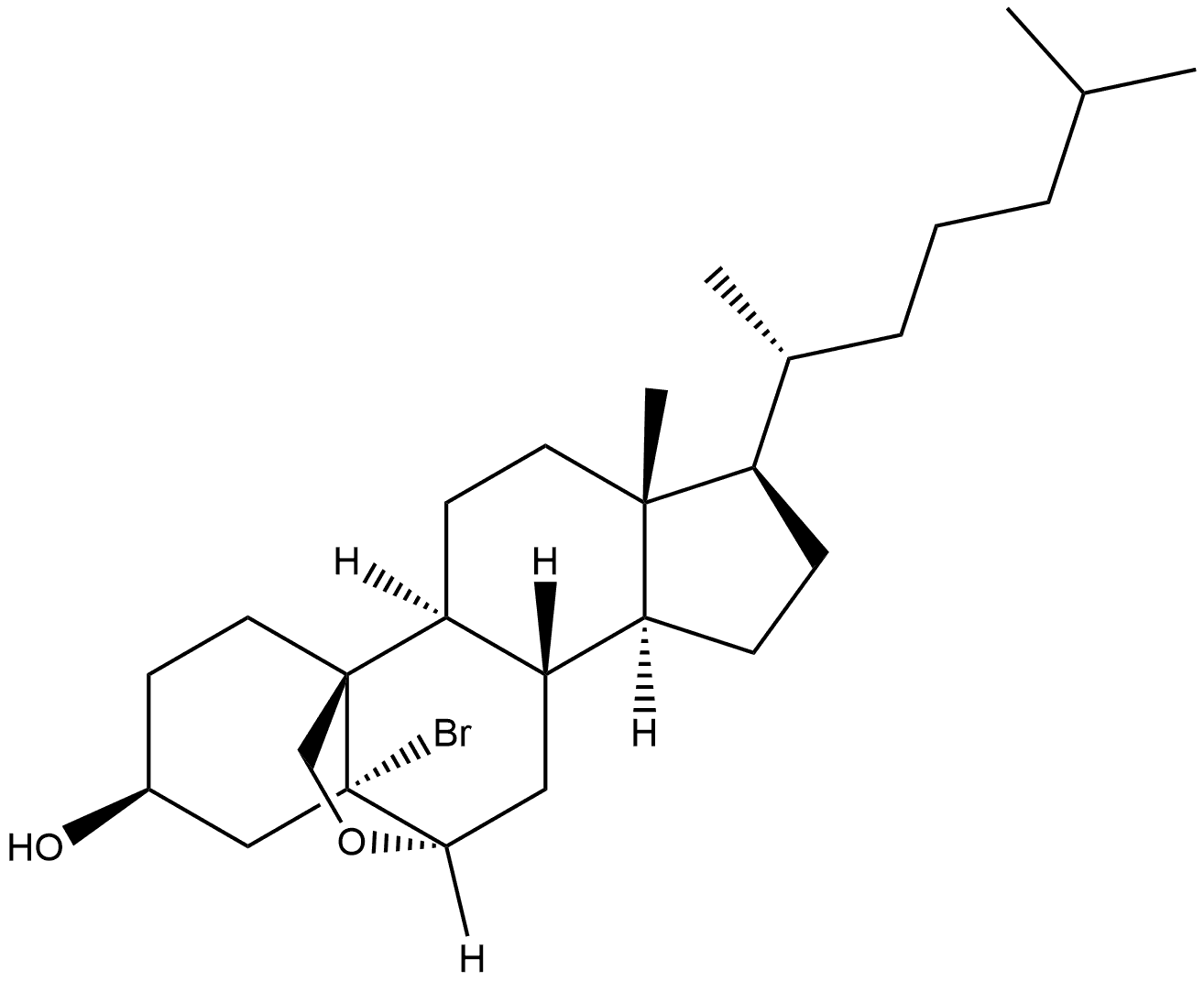 Cholestan-3-ol, 5-bromo-6,19-epoxy-, (3β,5α,6β)- (9CI) Structure