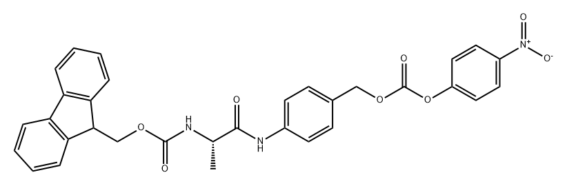 Carbonic acid, [4-[[(2S)-2-[[(9H-fluoren-9-ylmethoxy)carbonyl]amino]-1-oxopropyl]amino]phenyl]methyl 4-nitrophenyl ester 结构式