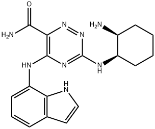 1,2,4-Triazine-6-carboxamide, 3-[[(1R,2S)-2-aminocyclohexyl]amino]-5-(1H-indol-7-ylamino)-,1491150-77-6,结构式