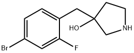 3-Pyrrolidinol, 3-[(4-bromo-2-fluorophenyl)methyl]- 化学構造式