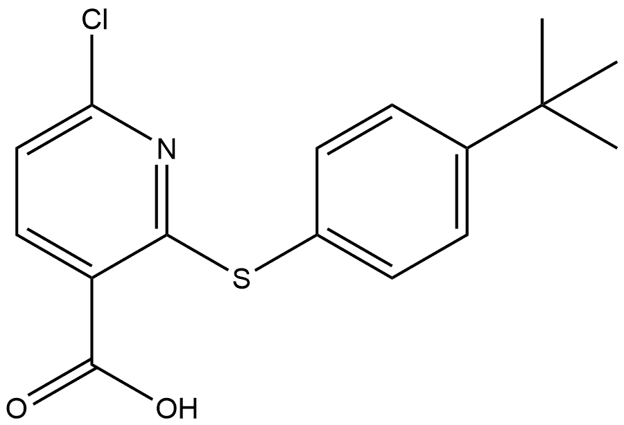 6-Chloro-2-[[4-(1,1-dimethylethyl)phenyl]thio]-3-pyridinecarboxylic acid Structure