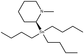 Piperidine, 1-methyl-2-(tributylstannyl)-, (2S)- Structure