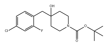 4-(4-氯-2-氟苄基)-4-羟基哌啶-1-甲酸叔丁酯, 1501963-25-2, 结构式