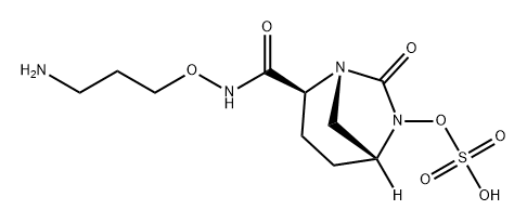 (2S,5R)-N-(3-aminopropoxy)-7-oxo-6-(sulfooxy)-1,6-diazabicyclo[3.2.1]octane-2-carboxamide 化学構造式