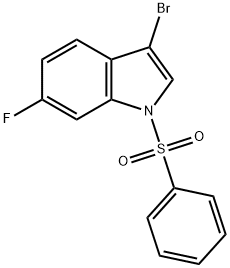 3-Bromo-6-fluoro-1-(phenylsulfonyl)-1H-indole 化学構造式