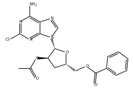 Adenosine, 2-chloro-3'-deoxy-, 2'-acetate 5'-benzoate Structure