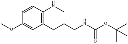 (6-甲氧基-1,2,3,4-四氢喹啉-3-基)甲基叔丁基氨基甲酸酯, 1505724-70-8, 结构式