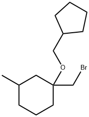 Cyclohexane, 1-(bromomethyl)-1-(cyclopentylmethoxy)-3-methyl- Struktur