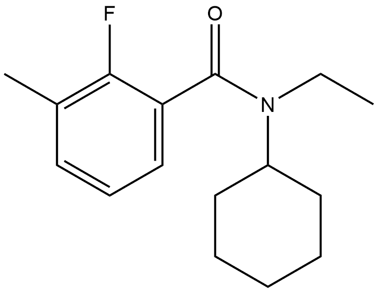 N-Cyclohexyl-N-ethyl-2-fluoro-3-methylbenzamide 结构式