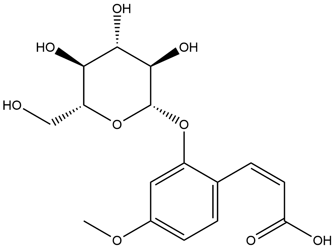 2-Propenoic acid, 3-[2-(β-D-glucopyranosyloxy)-4-methoxyphenyl]-, (2Z)- Structure