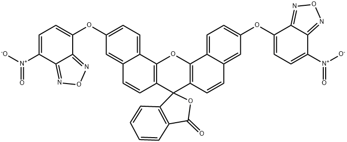 Spiro[7H-dibenzo[c,h]xanthene-7,1'(3'H)-isobenzofuran]-3'-one, 3,11-bis[(7-nitro-2,1,3-benzoxadiazol-4-yl)oxy]- Structure