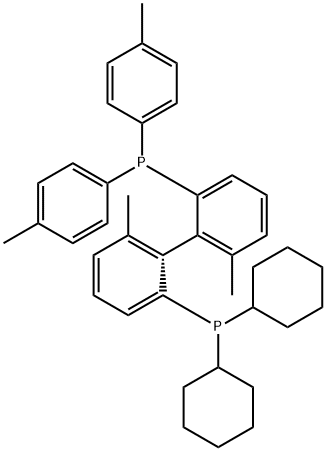 (R)-Dicyclohexyl(2'-(di-p-tolylphosphino)-6,6'-dimethyl-[1,1'-biphenyl]-2-yl)phosphine 化学構造式