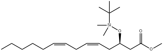 5,8-Tetradecadienoic acid, 3-[[(1,1-dimethylethyl)dimethylsilyl]oxy]-, methyl ester, [R-(Z,Z)]- (9CI) 化学構造式