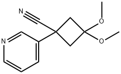 Cyclobutanecarbonitrile, 3,3-dimethoxy-1-(3-pyridinyl)- Struktur