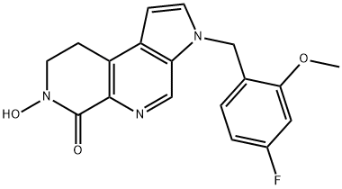 3-(4-フルオロ-2-メトキシベンジル)-7-ヒドロキシ-3,7,8,9-テトラヒドロ-6H-ピロロ[2,3-c][1,7]ナフチリジン-6-オン 化学構造式