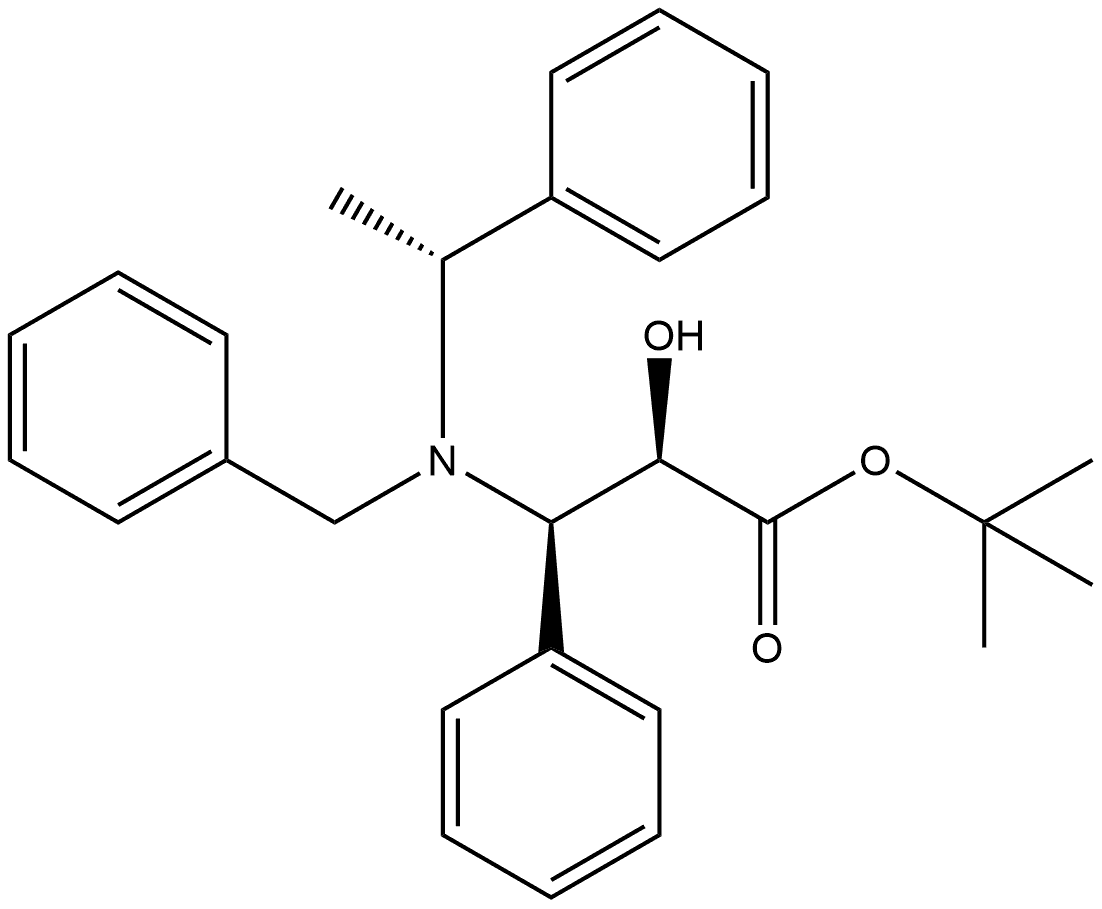 Benzenepropanoic acid, α-hydroxy-β-[[(1R)-1-phenylethyl](phenylmethyl)amino]-, 1,1-dimethylethyl ester, (αR,βR)- Structure