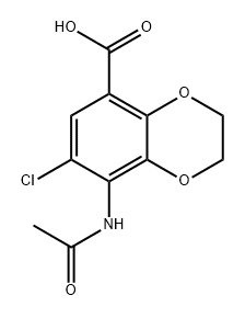 1,4-Benzodioxin-5-carboxylic acid, 8-(acetylamino)-7-chloro-2,3-dihydro- 结构式