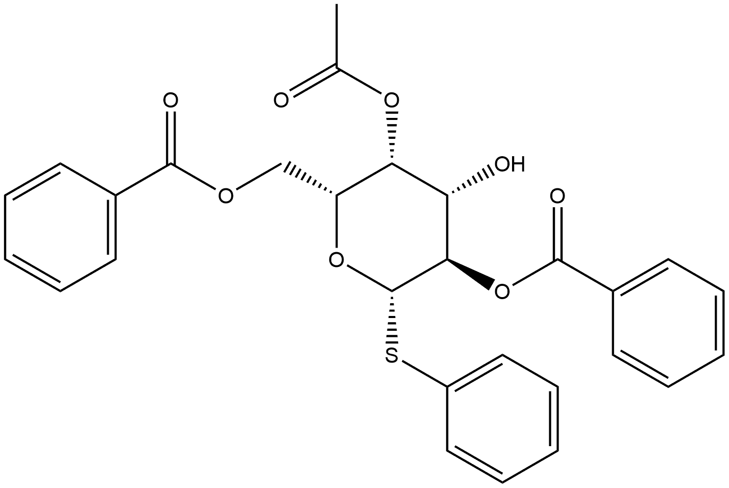 β-D-Galactopyranoside, phenyl 1-thio-, 4-acetate 2,6-dibenzoate 化学構造式