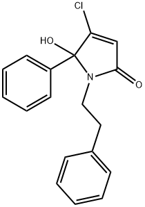 2H-Pyrrol-2-one, 4-chloro-1,5-dihydro-5-hydroxy-5-phenyl-1-(2-phenylethyl)- 化学構造式