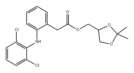 Benzeneacetic acid, 2-[(2,6-dichlorophenyl)amino]-, (2,2-dimethyl-1,3-dioxolan-4-yl)methyl ester 化学構造式