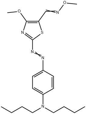 2-[2-[4-(二丁基氨基)苯基]二氮基]-4-甲氧基-5-噻唑甲醛, O-甲基肟 结构式