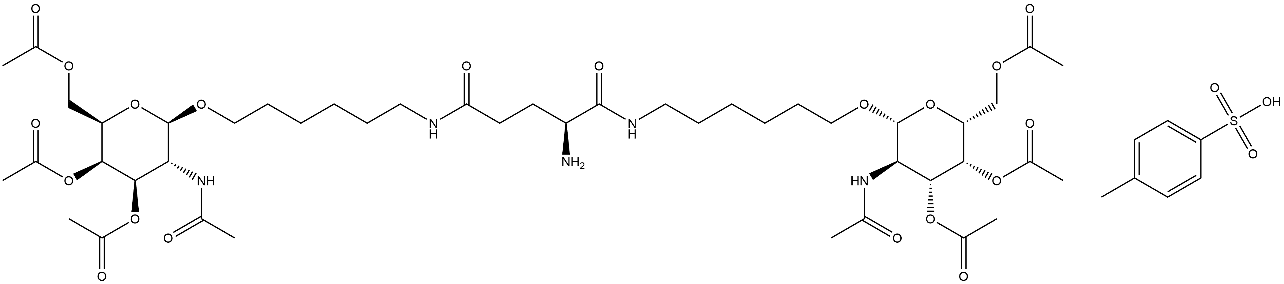 (S)-2-amino-N,N'-bis[6-[[3,4,6-tri-O-acetyl-2-(acetylamino)-2-deoxy-β-D-galactopyranosyl]oxy]hexyl]-Pentanediamide mono(4-methylbenzenesulfonate) Structure