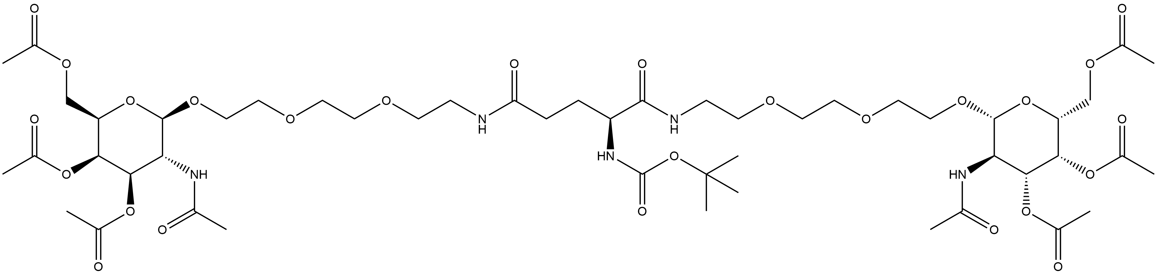 153253-51-1 (S)-6-oxo-15-[[3,4,6-tri-O-acetyl-2-(acetylamino)-2-deoxy-β-D-galactopyranosyl]oxy]-3-[[[2-[2-[2-[[3,4,6-tri-O-acetyl-2-(acetylamino)-2-deoxy-β-D-galactopyranosyl]oxy]ethoxy]ethoxy]ethyl]amino]carbonyl]-10,13-Dioxa-2,7-diazapentadecanoic acid 1,1-dimethylethyl ester