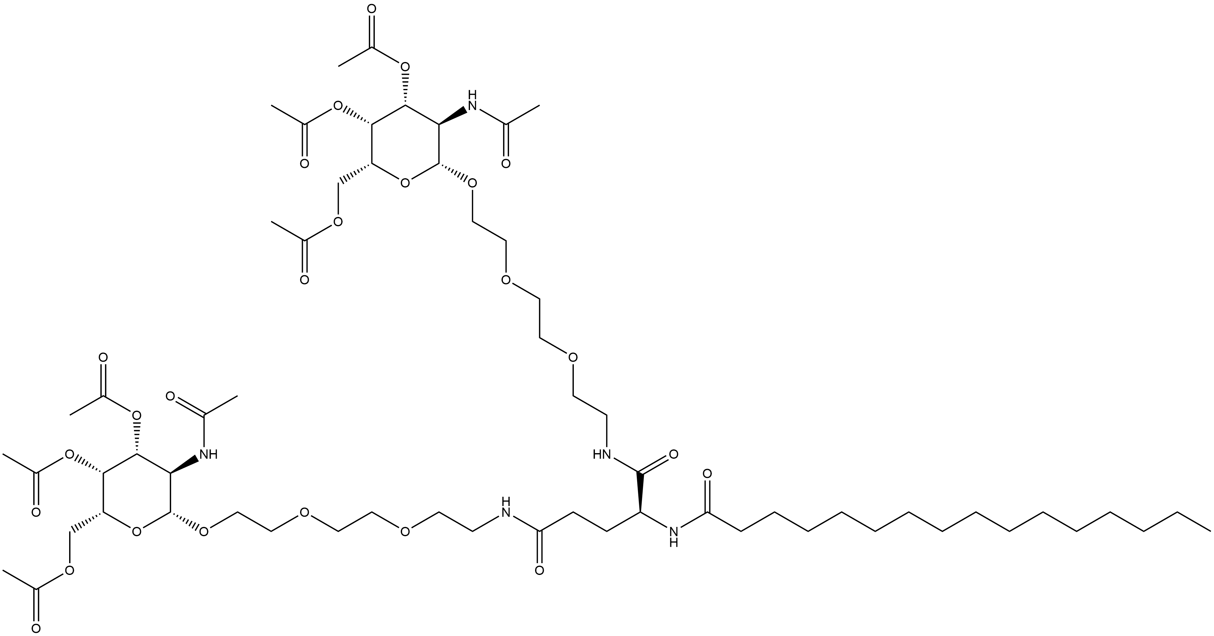 (S)-2-[(1-oxohexadecyl)amino]-N,N'-bis[2-[2-[2-[[3,4,6-tri-O-acetyl-2-(acetylamino)-2-deoxy-β-D-galactopyranosyl]oxy]ethoxy]ethoxy]ethyl]-Pentanediamide Structure