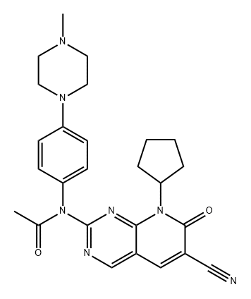 乙酰胺,N-(6-氰基-8-环戊基-7,8-二氢-7-氧吡啶[2,3-D]嘧啶-2-基-[4-(4-甲基-1-哌嗪基)苯基]- 结构式