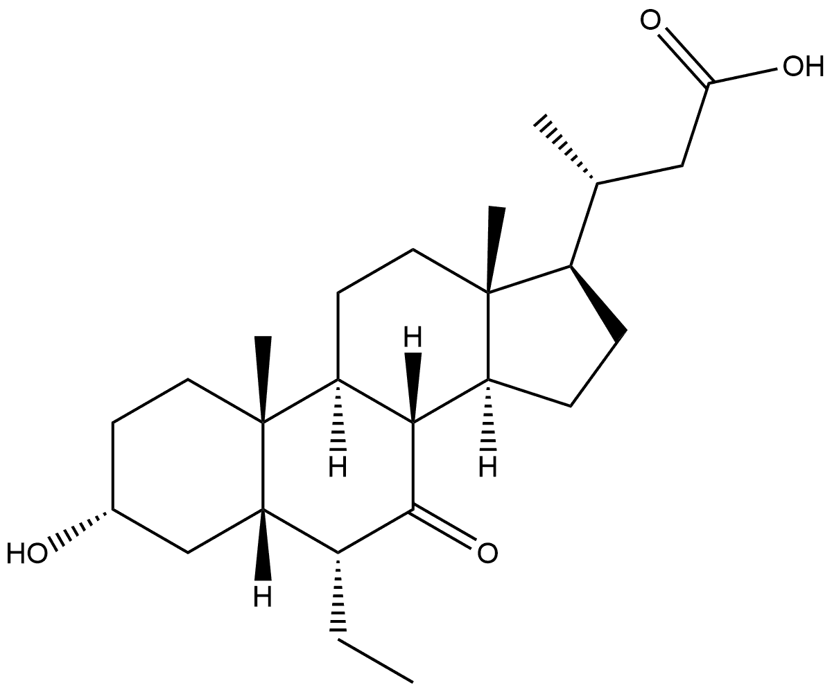 24-Norcholan-23-oic acid, 6-ethyl-3-hydroxy-7-oxo-, (3α,5β,6α)- Structure