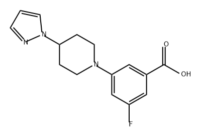 Benzoic acid, 3-fluoro-5-[4-(1H-pyrazol-1-yl)-1-piperidinyl]- Structure