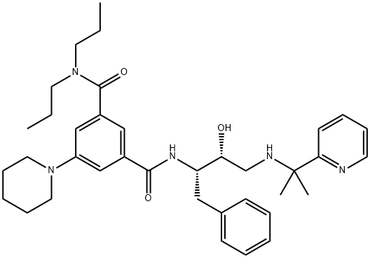 N3-[(1S,2R)-2-Hydroxy-3-[[1-methyl-1-(2-pyridinyl)ethyl]amino]-1-(phenylmethyl)propyl]-5-(1-piperidinyl)-N1,N1-dipropyl-1,3-benzenedicarboxamide,1539276-41-9,结构式