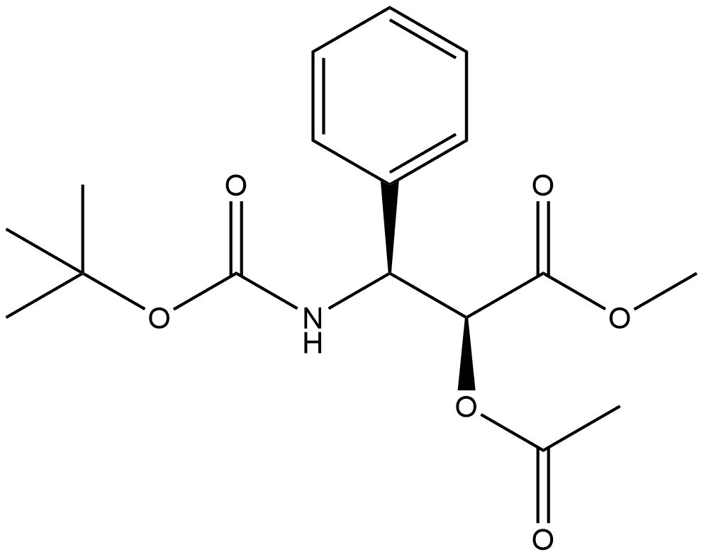 Benzenepropanoic acid, α-(acetyloxy)-β-[[(1,1-dimethylethoxy)carbonyl]amino]-, methyl ester, (αS,βS)- Structure