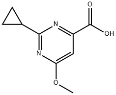 2-Cyclopropyl-6-methoxy-4-pyrimidinecarboxylic acid 化学構造式