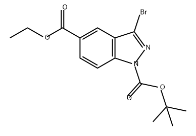 1H-Indazole-1,5-dicarboxylic acid, 3-bromo-, 1-(1,1-dimethylethyl) 5-ethyl ester Struktur